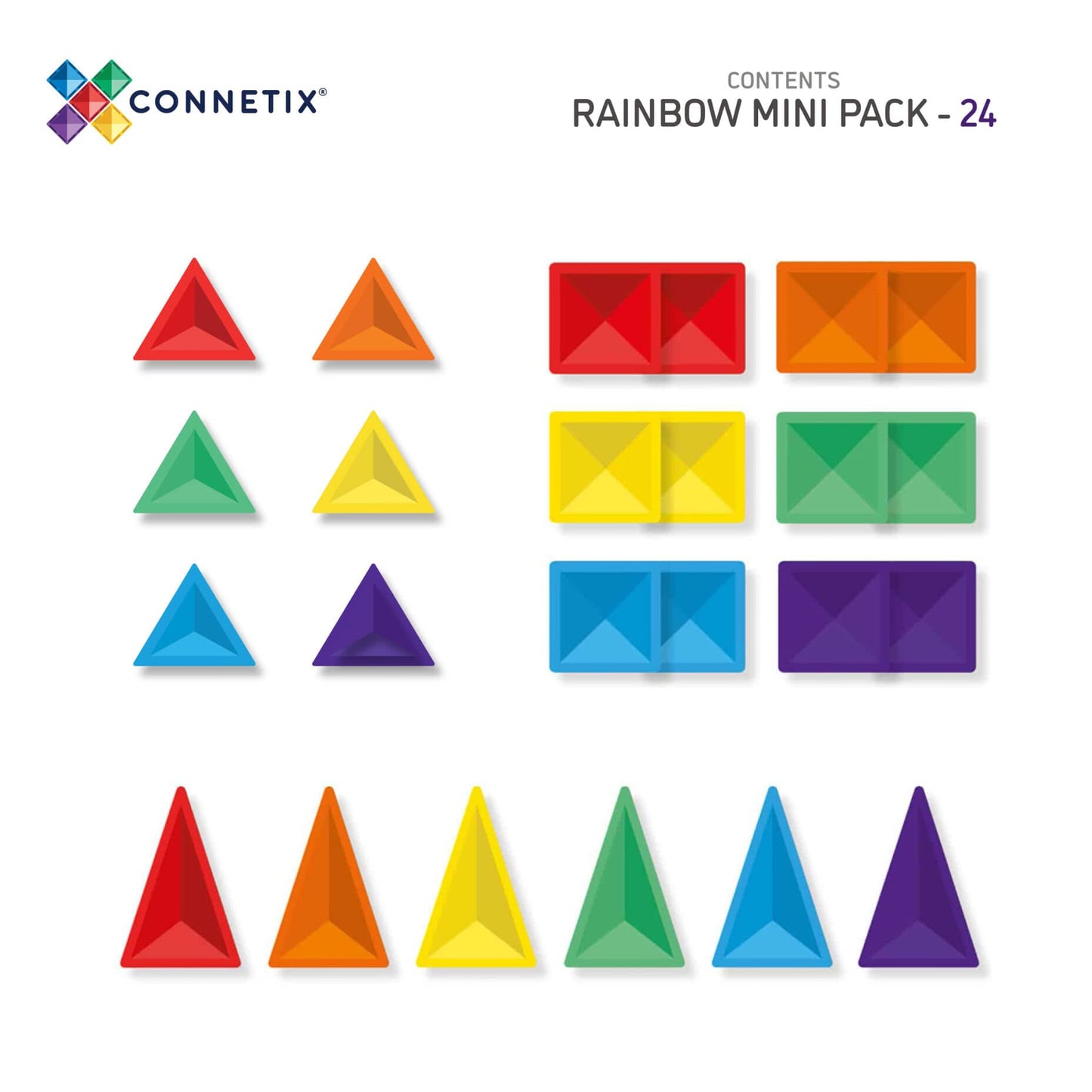 Connetix® | Mini Pack | Rainbow | 24 Stuks |