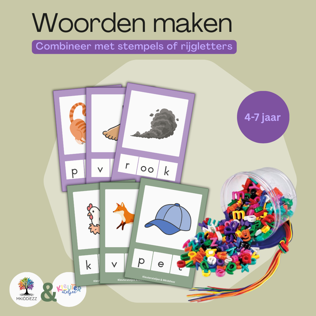 Mkiddiezz & Kleuterateljee | Printable | Woorden Maken