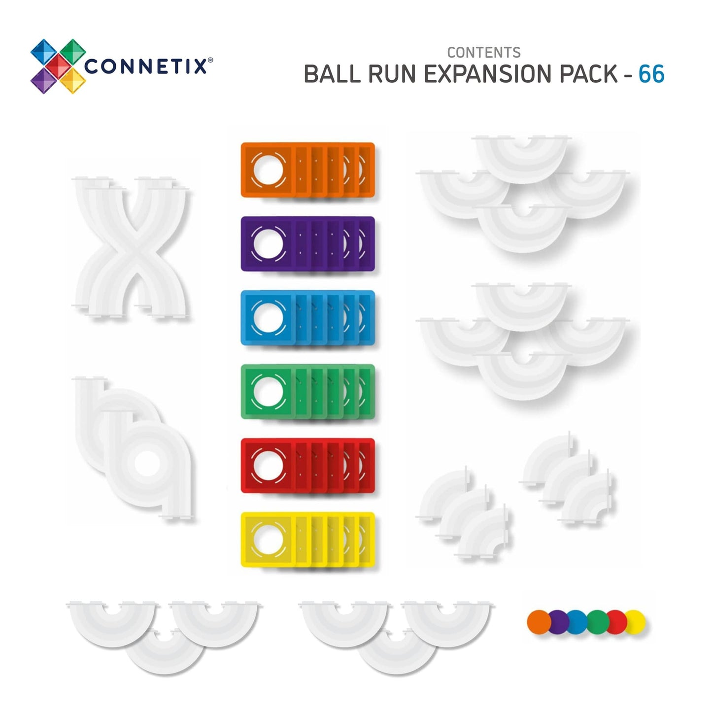 Connetix® | Ball Run Expansion Pack | Rainbow | 66 Stuks
