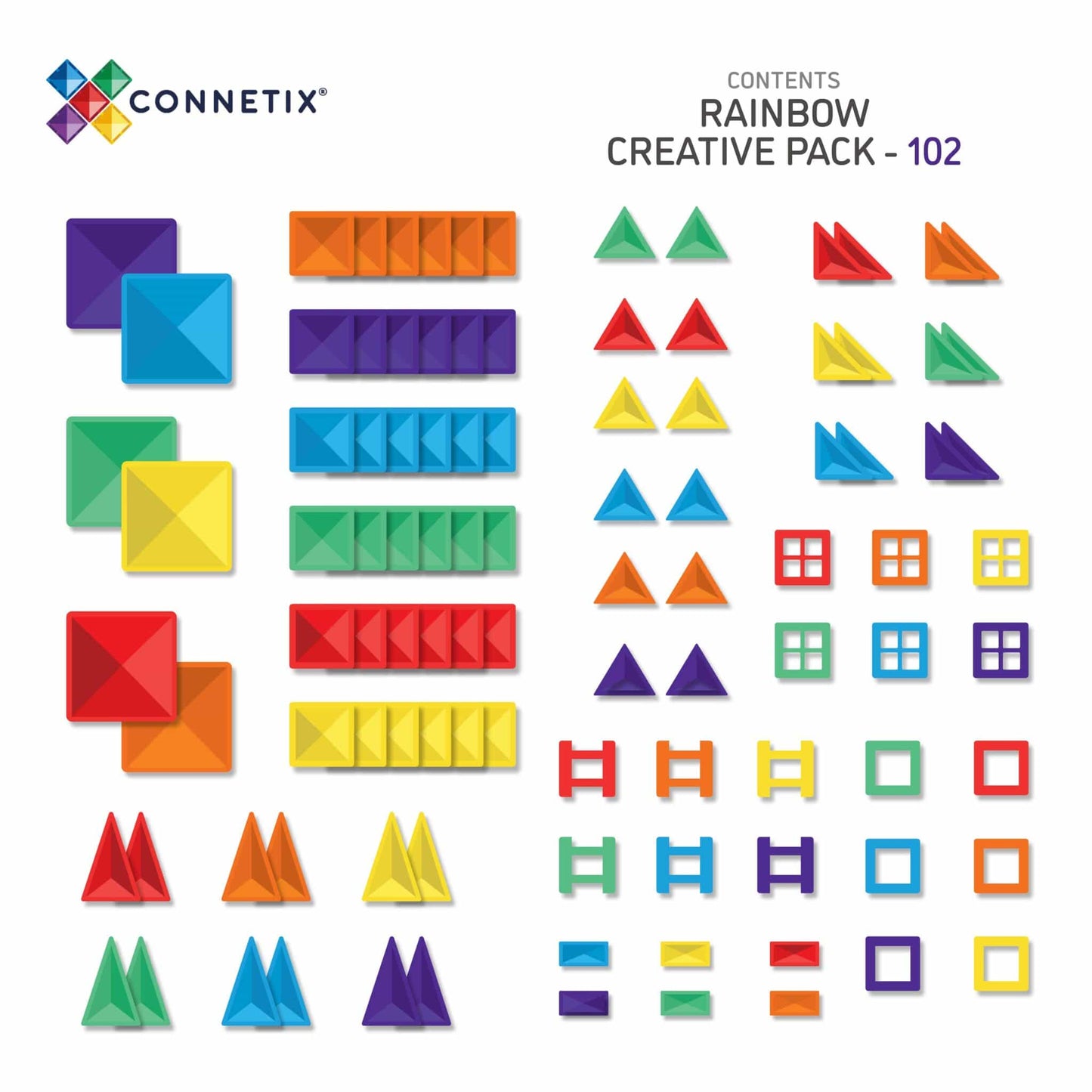 Connetix® | Creative Pack | Rainbow | 102 Stuks