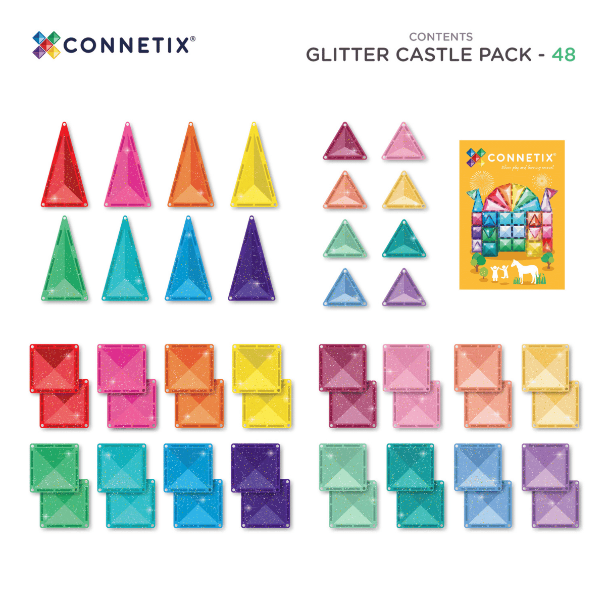 Connetix® | Glitter Castle Pack | 48 Stuks