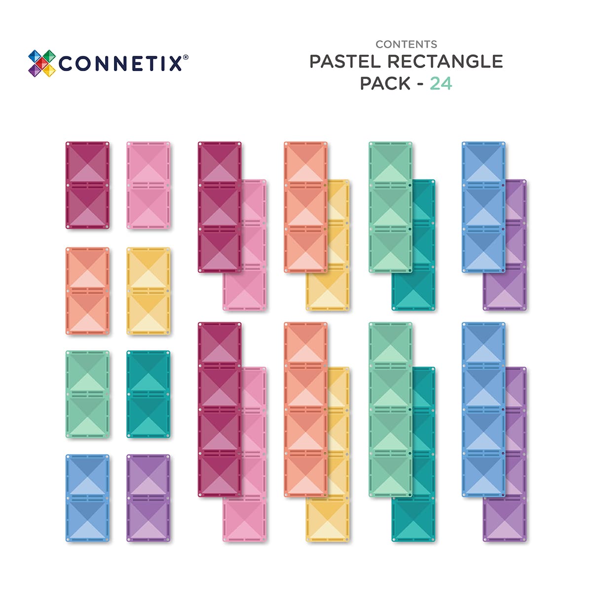 Connetix® | Rectangle Pack | Pastel | 24 Stuks