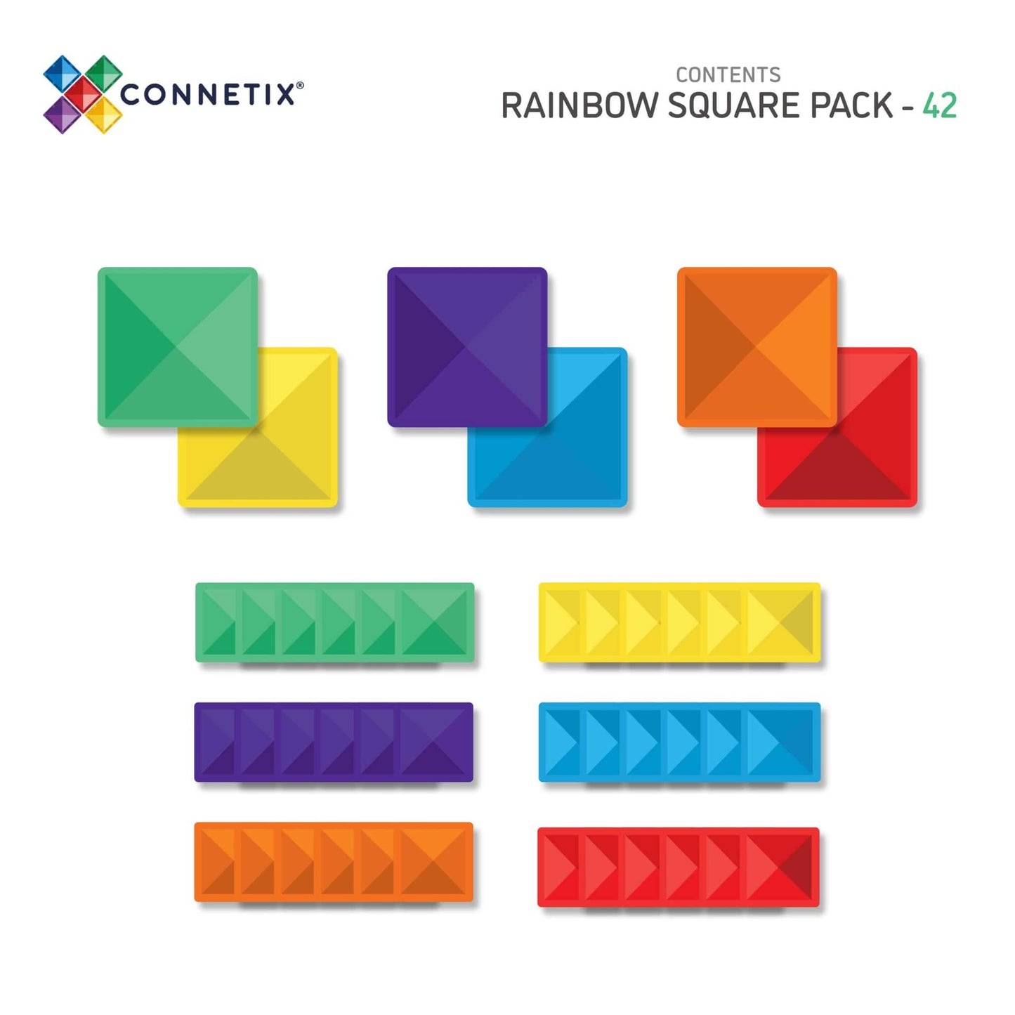 Connetix® | Square Pack | Rainbow | 42 Stuks