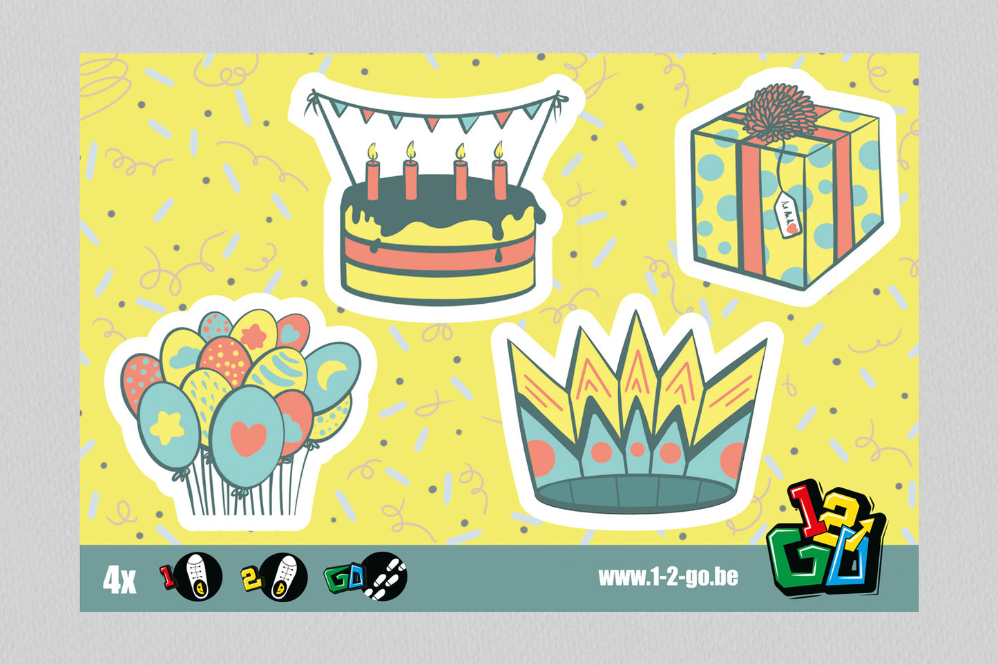 1-2 Go | Schoenstickers | Feest