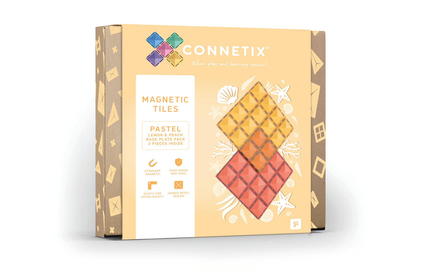 Connetix | Base Plate | 2 Stuks | Lemon - Peach