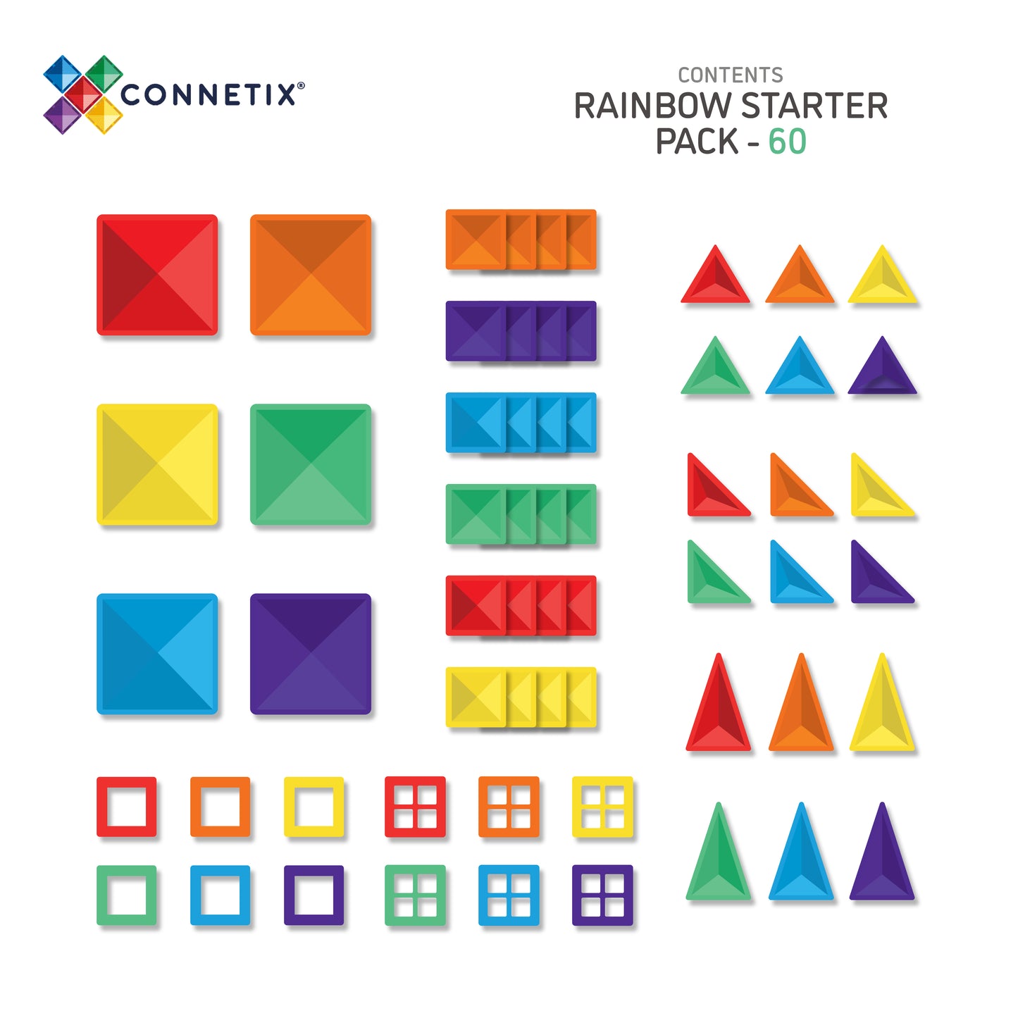 Connetix | Starter Pack | 60 Stuks | Rainbow