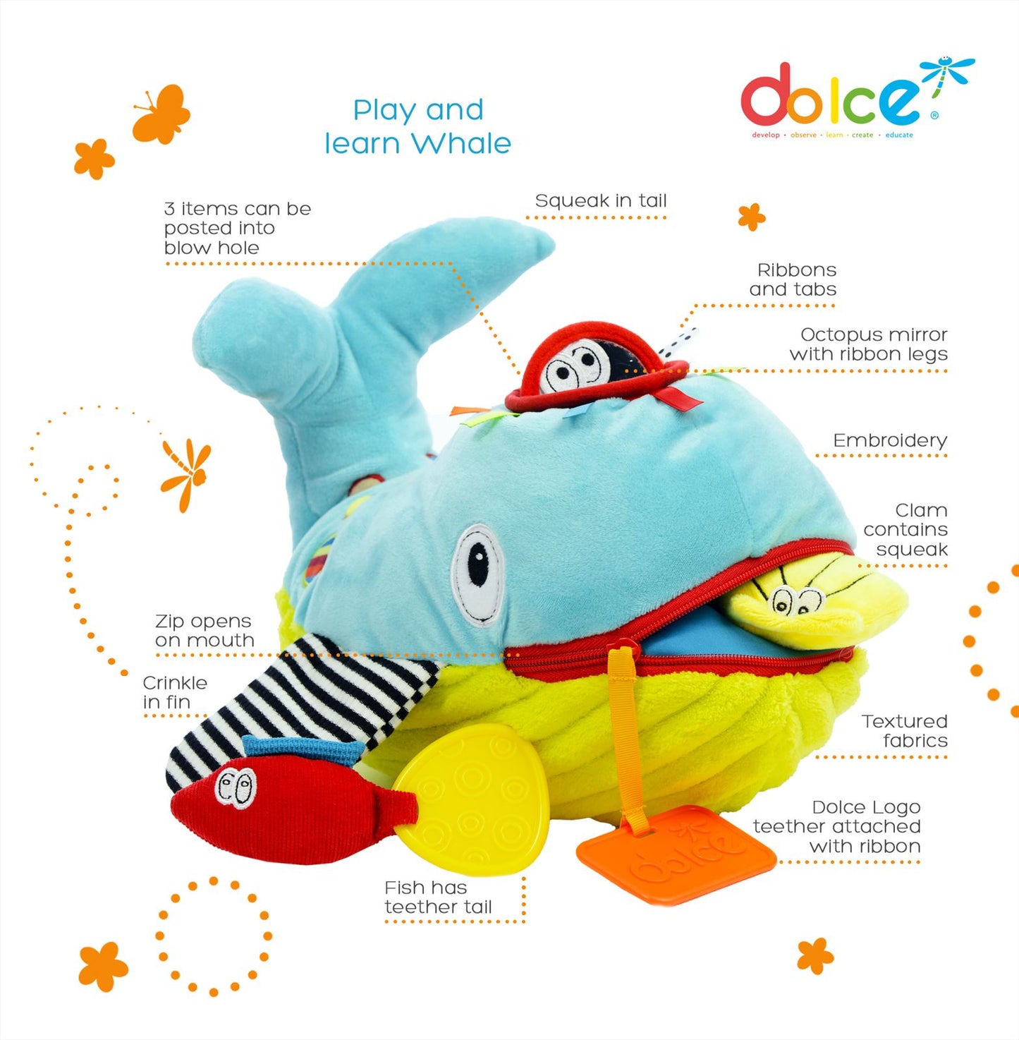 Dolce - Activiteitenknuffel | Wallie de Walvis