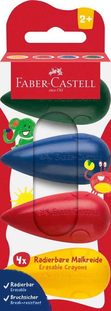 Faber-Castell | Druppelvormig Waskrijt | Dik | 4 Stuks (Stap 1)