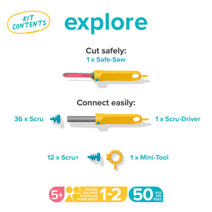 Makedo | Explore Kit | 50 Onderdelen | 1 - 2 Makers
