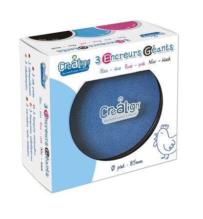 Créa Lign' | Stempelkussen | Maxi | 3 Stuks | Blauw, Roze, Zwart