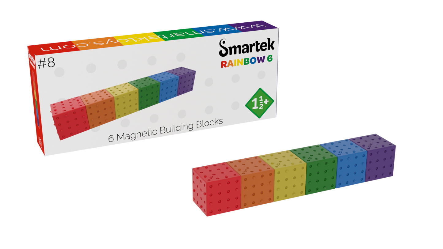 Smartek | Magnetische Bouwblokken | Regenboog | 6 Stuks