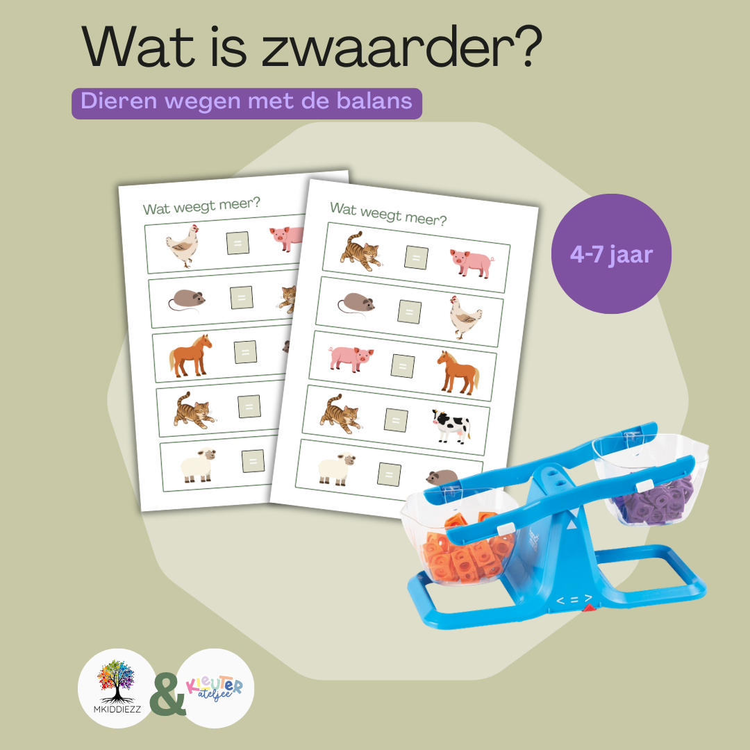 Printable - Wat is zwaarder? | Mkiddiezz & Kleuterateljee