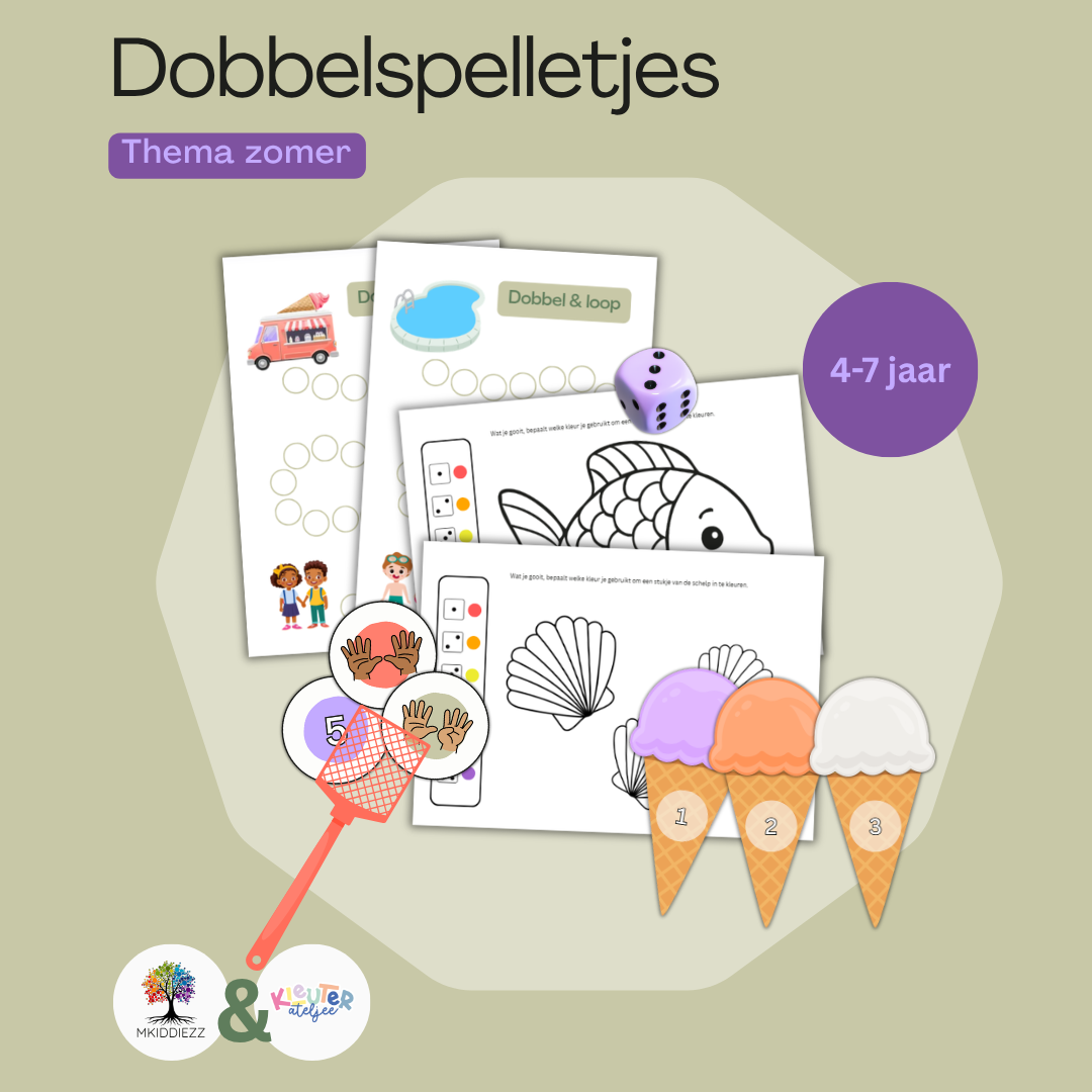 Printable - Zomerse dobbelspelletjes | Mkiddiezz & Kleuterateljee