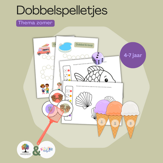 Printable - Zomerse dobbelspelletjes | Mkiddiezz & Kleuterateljee
