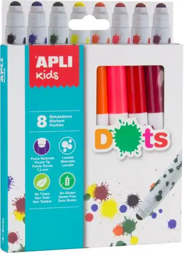 APLI Kids | Dots Viltstiften | 8 stuks
