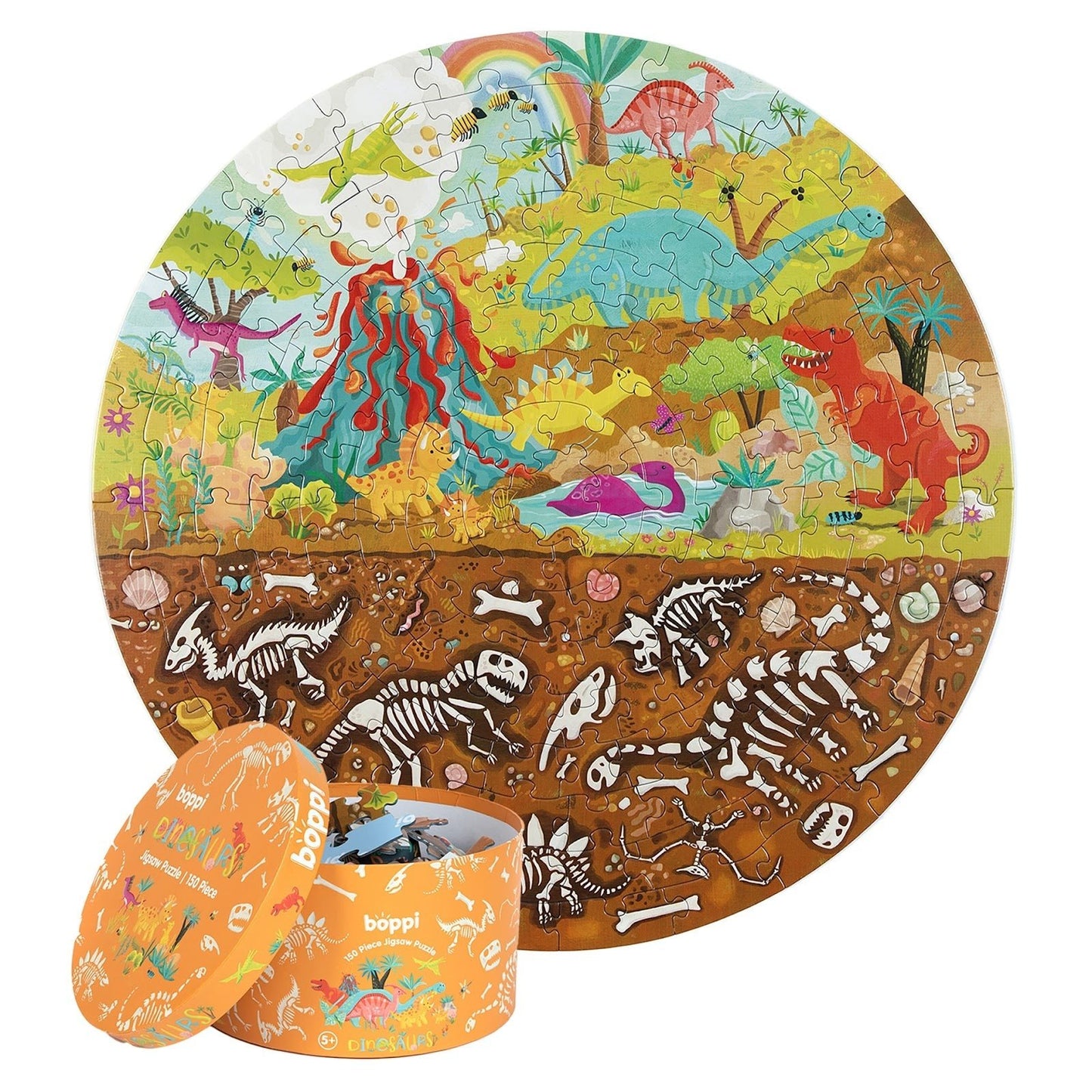 Boppi | Ronde Puzzel | Stoere Dinosaurussen | 150 stukjes