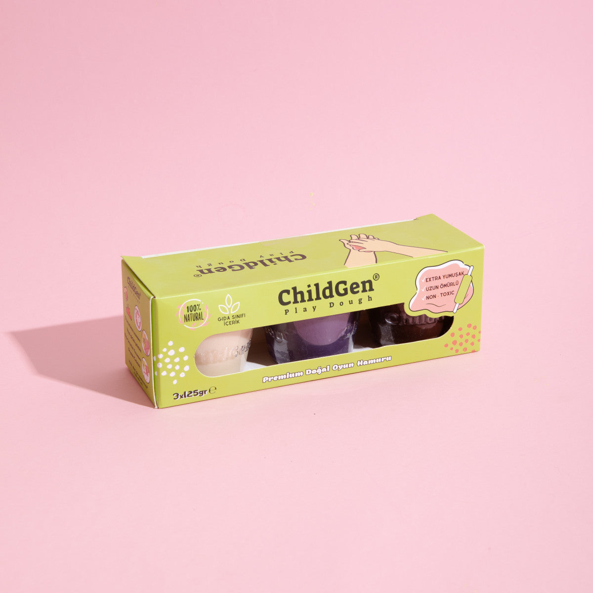 ChildGen® | Speelklei | Paars - Wit - Bruin | 3 Stuks