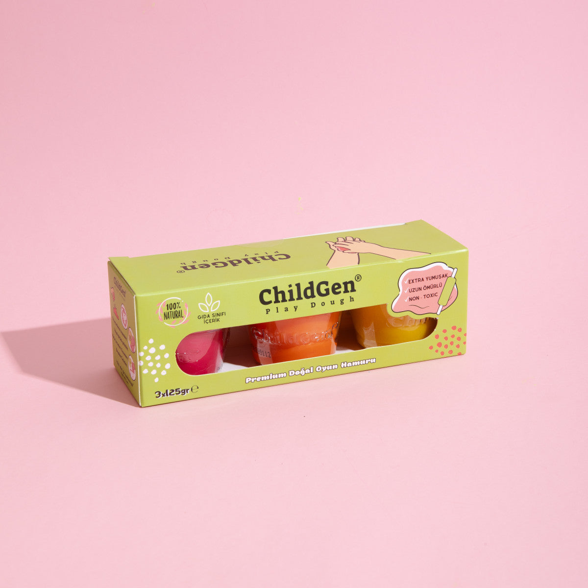 ChildGen® | Speelklei | Geel - Roze - Oranje | 3 Stuks