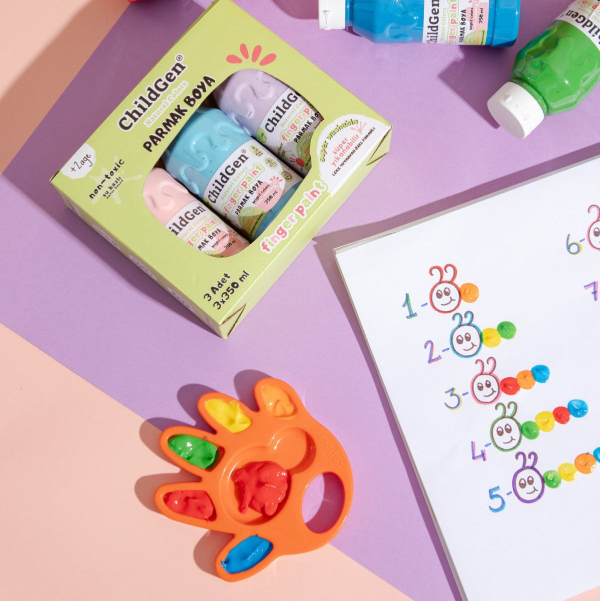 ChildGen® | Vingerverf | Pastel | Roze - Blauw - Paars