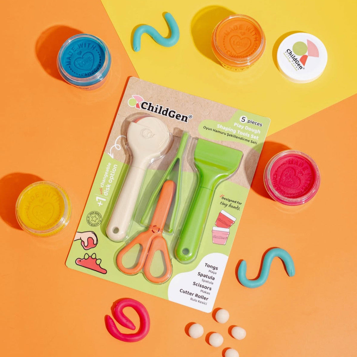 ChildGen® | Klei Modeleer Set | Sand - Groen - Oranje