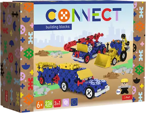 Trefl | Connect | Bouwblokken L | Bouwvoertuigen / SUV met Trailer | stuks