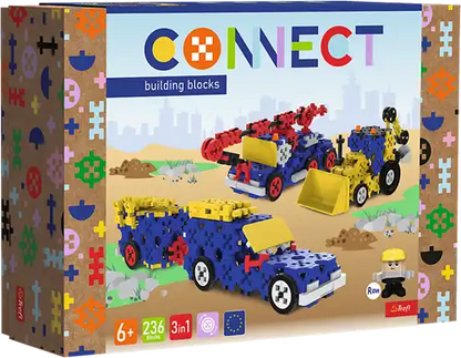 Trefl | Connect | Bouwblokken L | Bouwvoertuigen / SUV met Trailer | stuks
