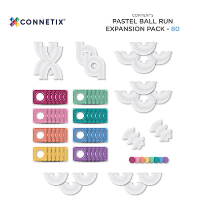 Connetix® | Ball Run Expansion Pack | Pastel | 80 Stuks