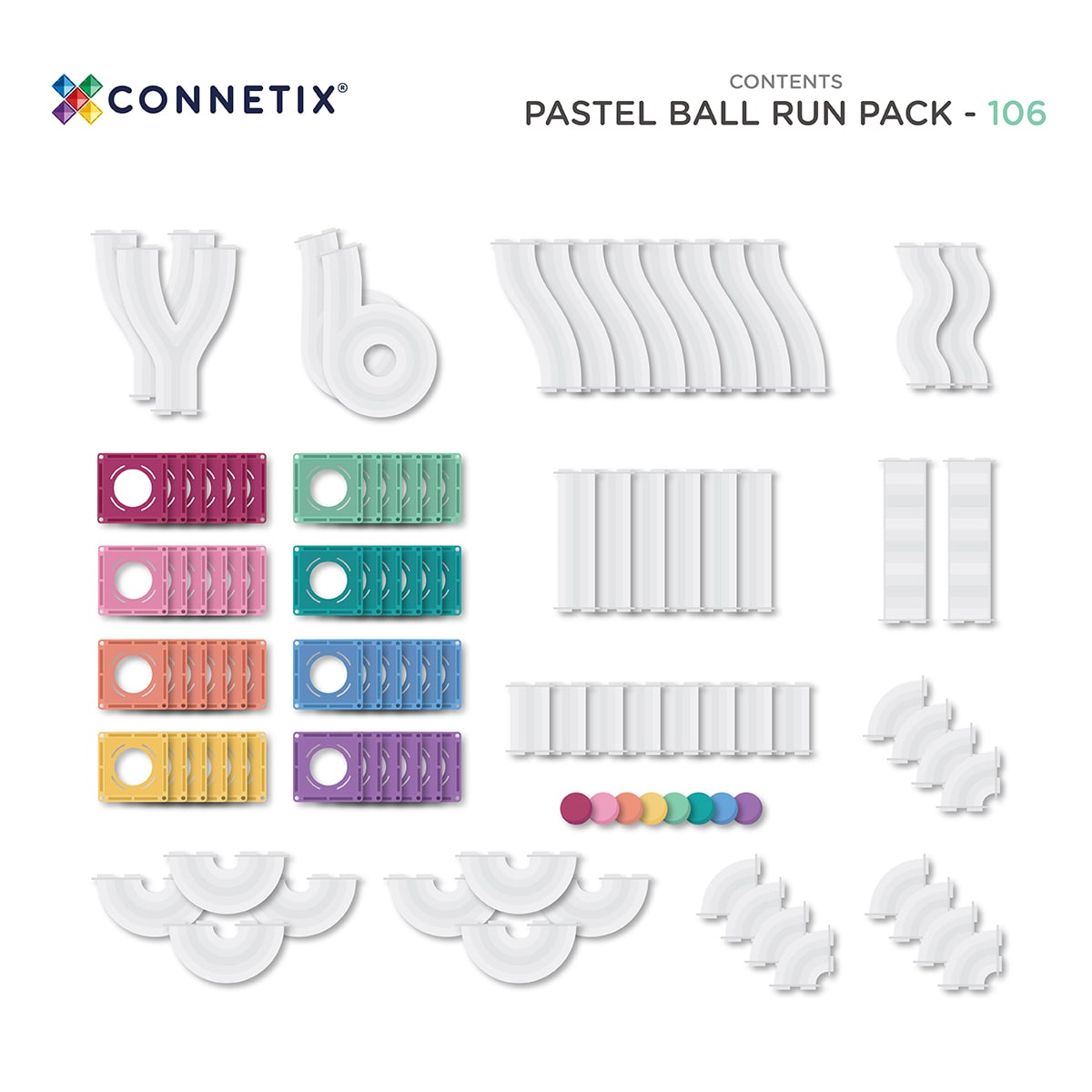 Connetix® | Ball Run | Pastel | 106 Stuks