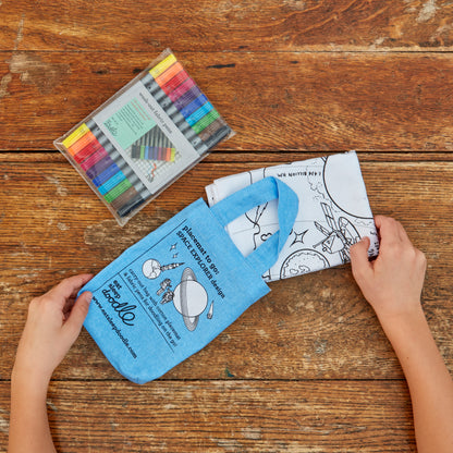 Eatsleepdoodle | Inkleurbare Placemat | Ruimtevaart