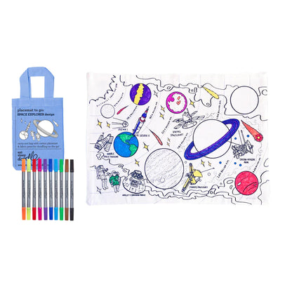 Eatsleepdoodle | Inkleurbare Placemat | Ruimtevaart
