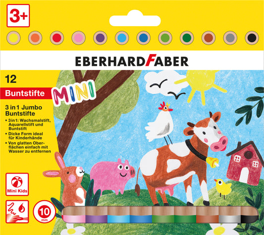 Eberhard Faber | Kleurpotlood  | Jumbo 3 in 1 | 12 Stuks (Stap 1)
