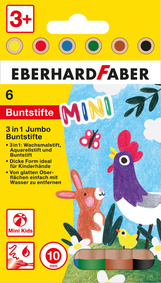 Eberhard Faber | Kleurpotlood  | Jumbo 3 in 1 | 6 Stuks (Stap 1)