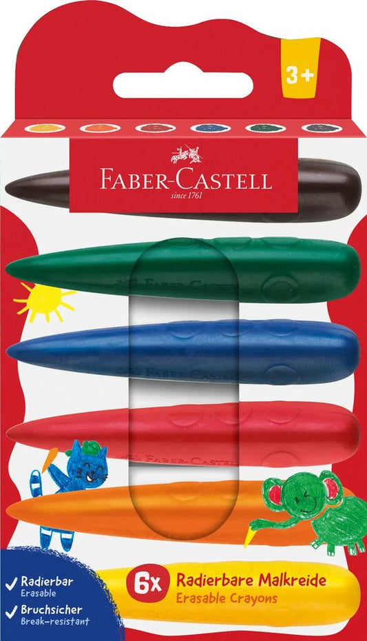 Faber-Castell | Druppelvormig Waskrijt | Dun | 6 Stuks (Stap 1)