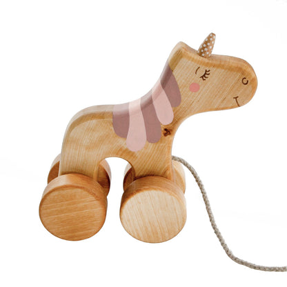 Friendly Toys | Houten Eenhoorn met Trekkoord