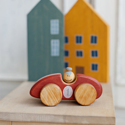 Friendly Toys | Houten Raceauto | Rood