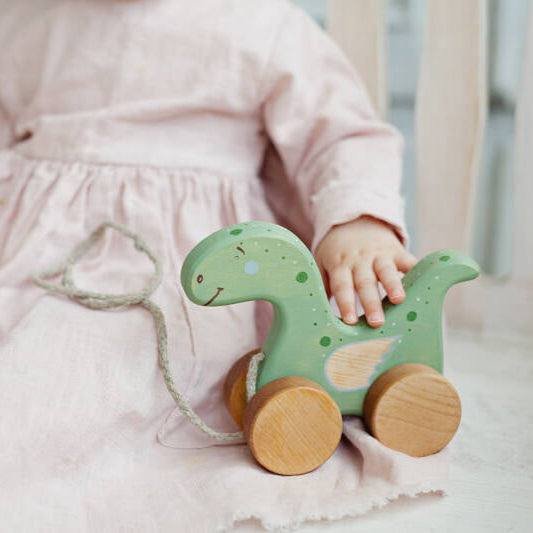 Friendly Toys | Houten Dino met Trekkoord