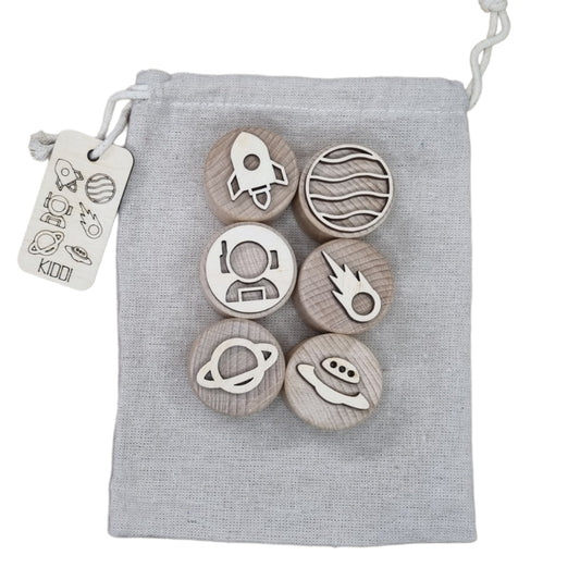 Kiddi | Houten Stempelset | Ruimtevaart