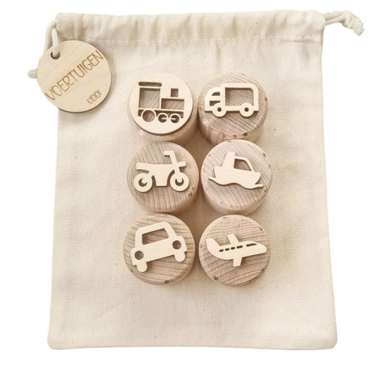 Kiddi | Houten Stempelset | Voertuigen
