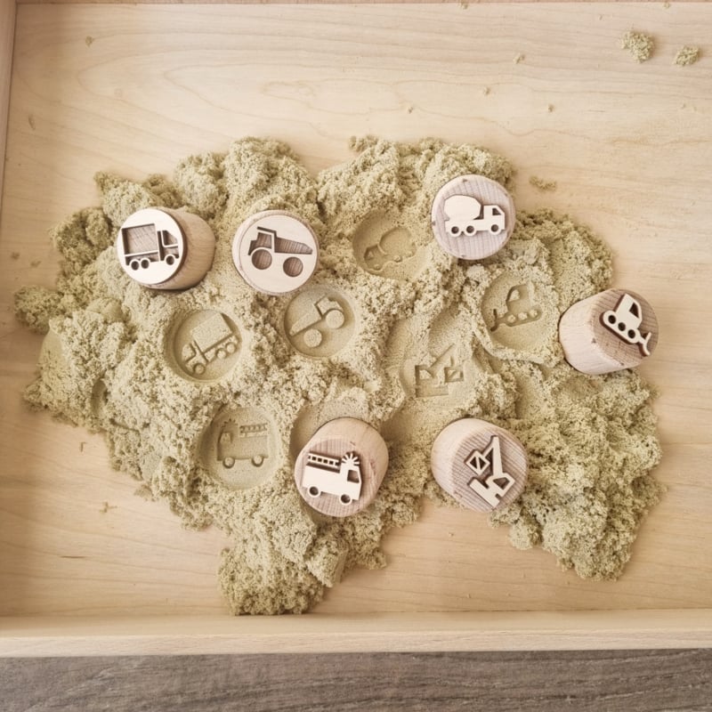 Kiddi | Houten Stempelset | Werkvoertuigen