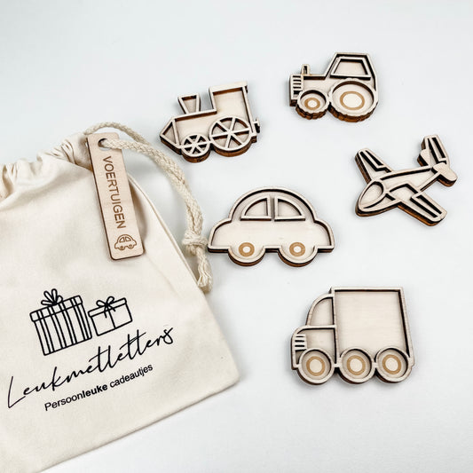 Leukmetletters | Vulvorm | Mini Set | Voertuigen