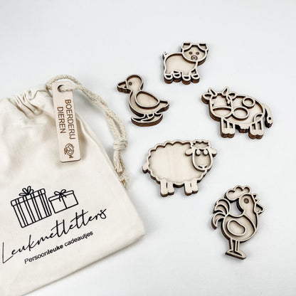 Leukmetletters | Vulvorm | Mini Set | Boerderijdieren