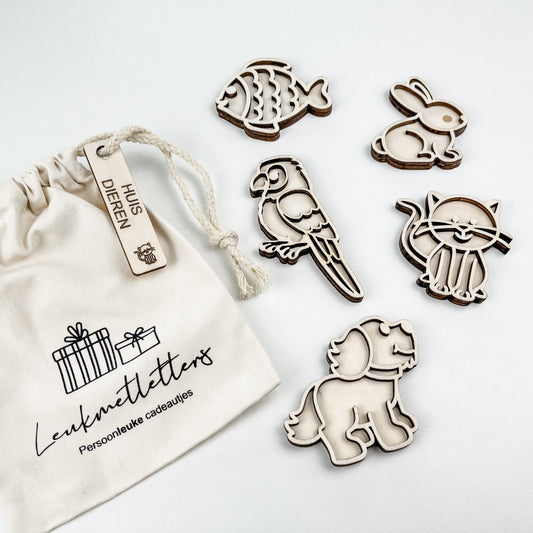 Leukmetletters | Vulvorm | Mini Set | Huisdieren