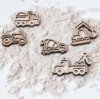 Leukmetletters | Vulvorm | Mini Set | Werkvoertuigen