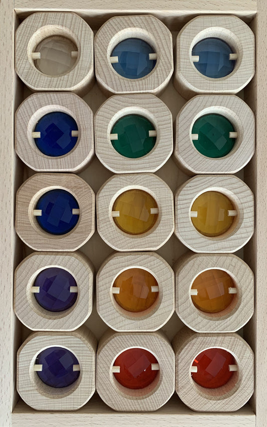 Papoose Toys | Raamschijven | Regenboog | 15 stuks