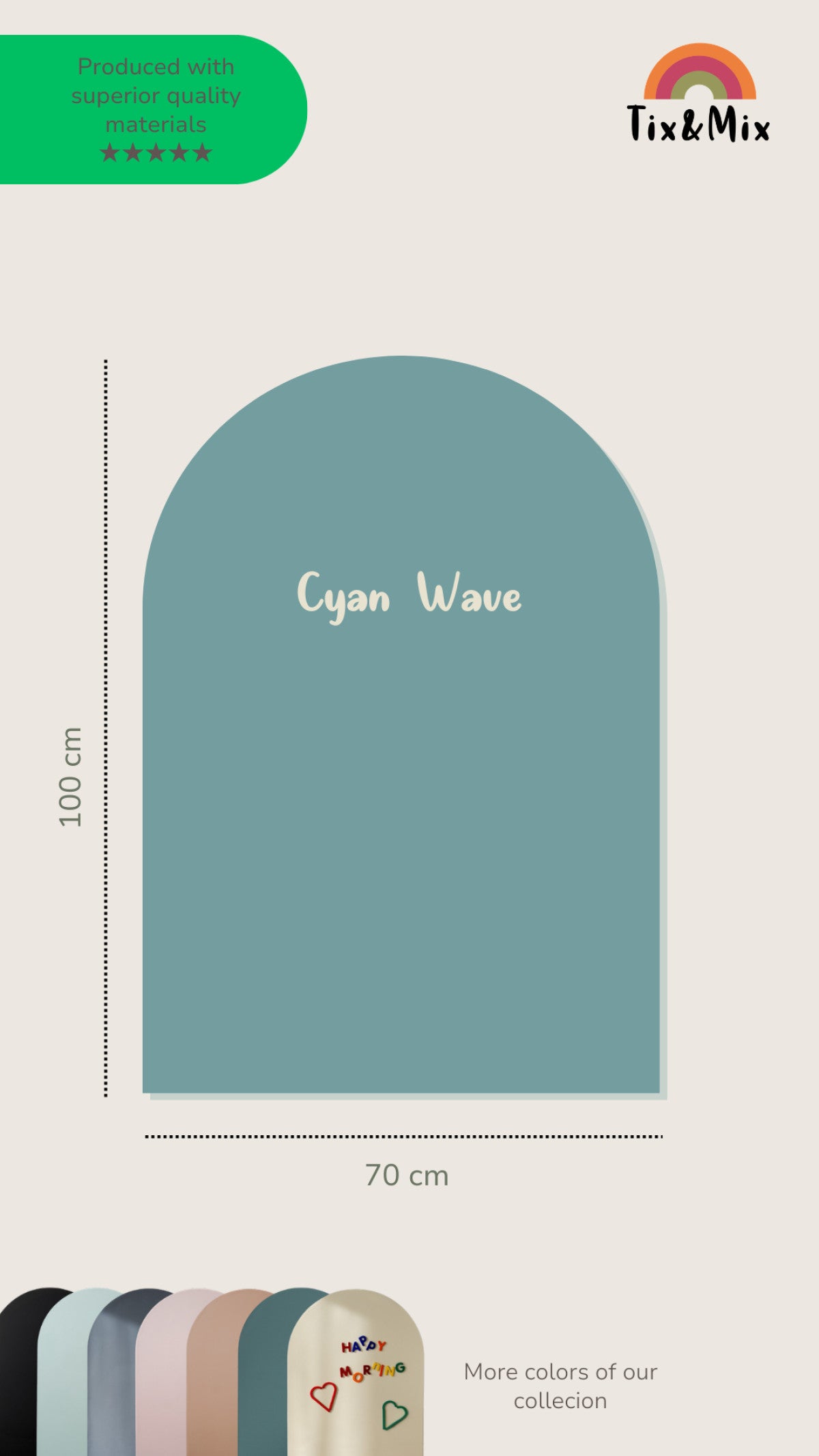 Herbruikbaar magneetbord (muursticker) – Cyan Wave | Tix&Mix
