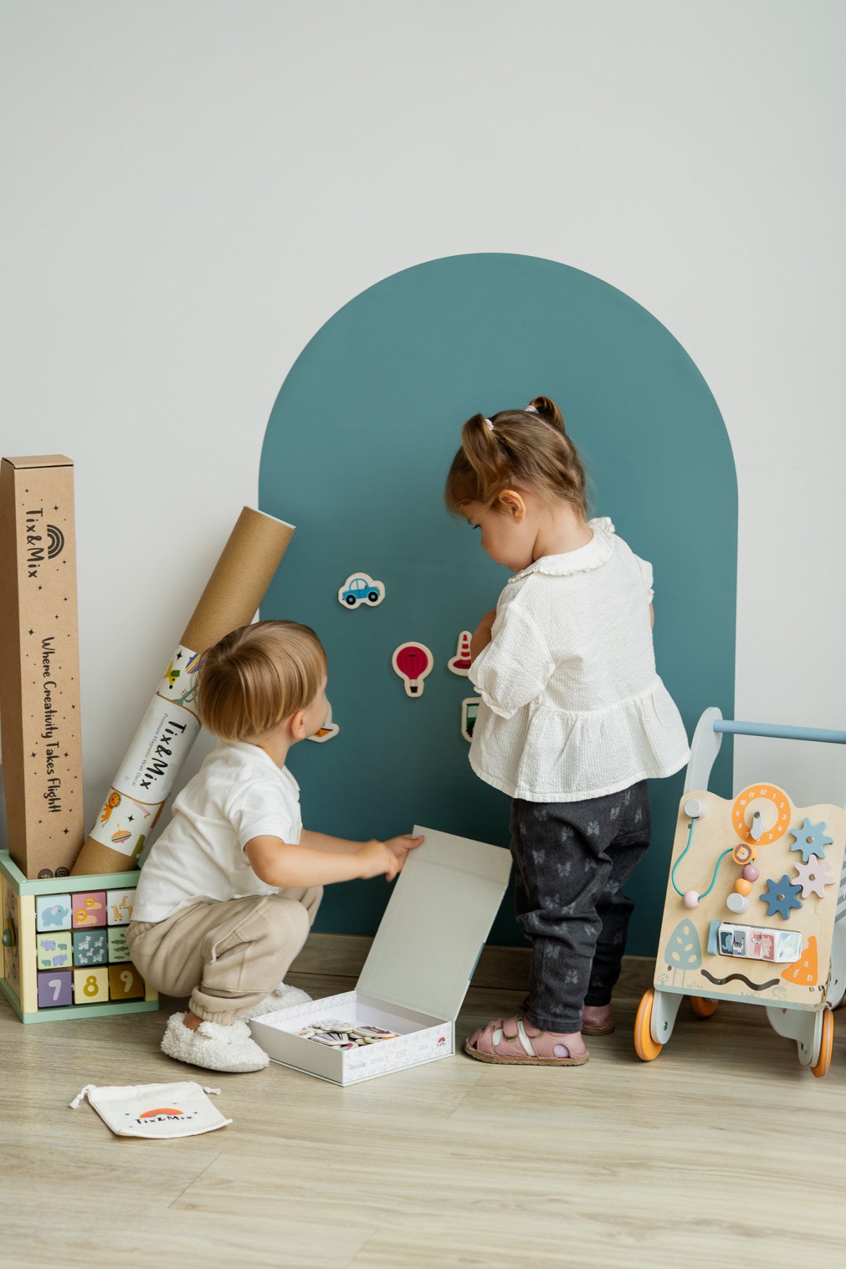 Herbruikbaar magneetbord (muursticker) – Cyan Wave | Tix&Mix