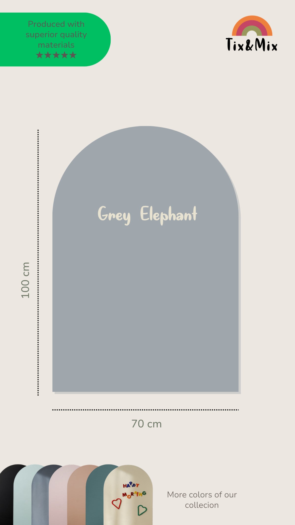 Herbruikbaar magneetbord (muursticker) – Elephant Grey | Tix&Mix